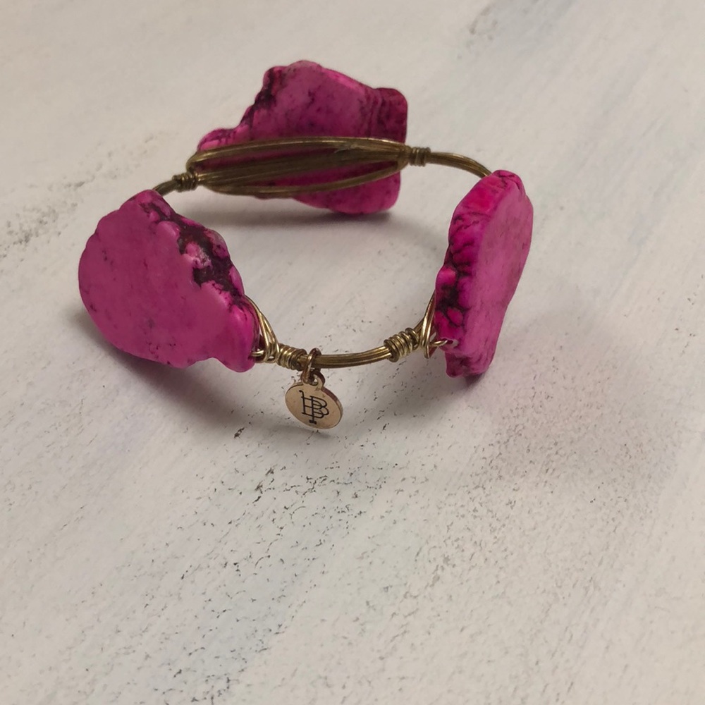 Bourbon and bow ties pink stone bracelet